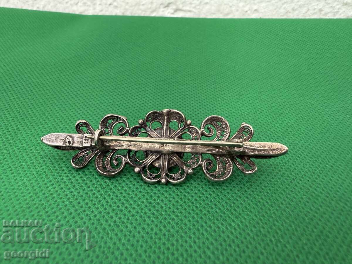 Livrarea Broșă veche din argint cu piatră. №7508
