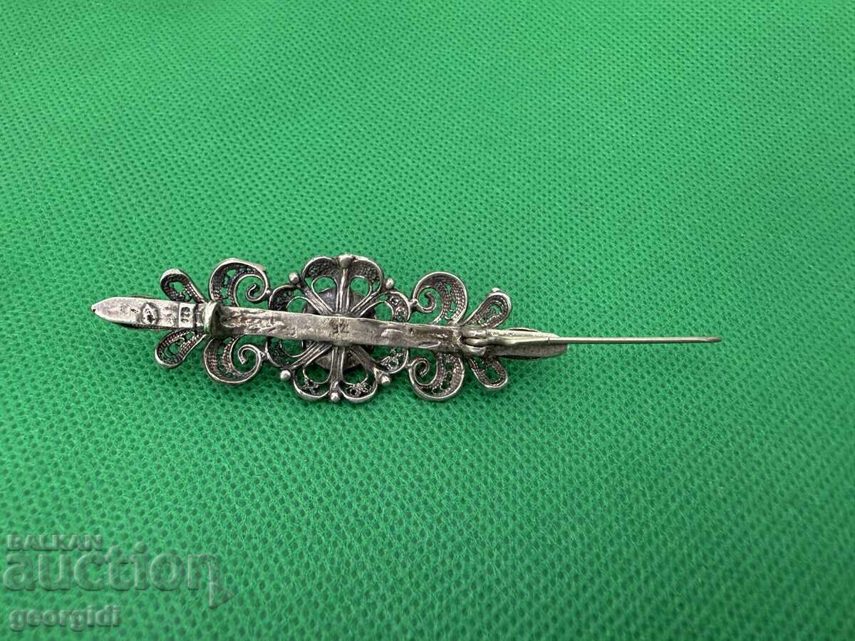 Broșă veche din argint cu piatră. №7508 - 5