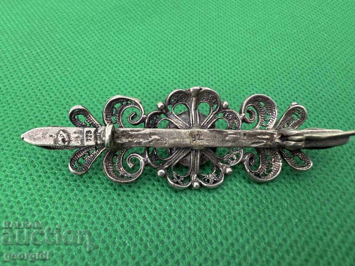 Broșă veche din argint cu piatră. №7508 - 6