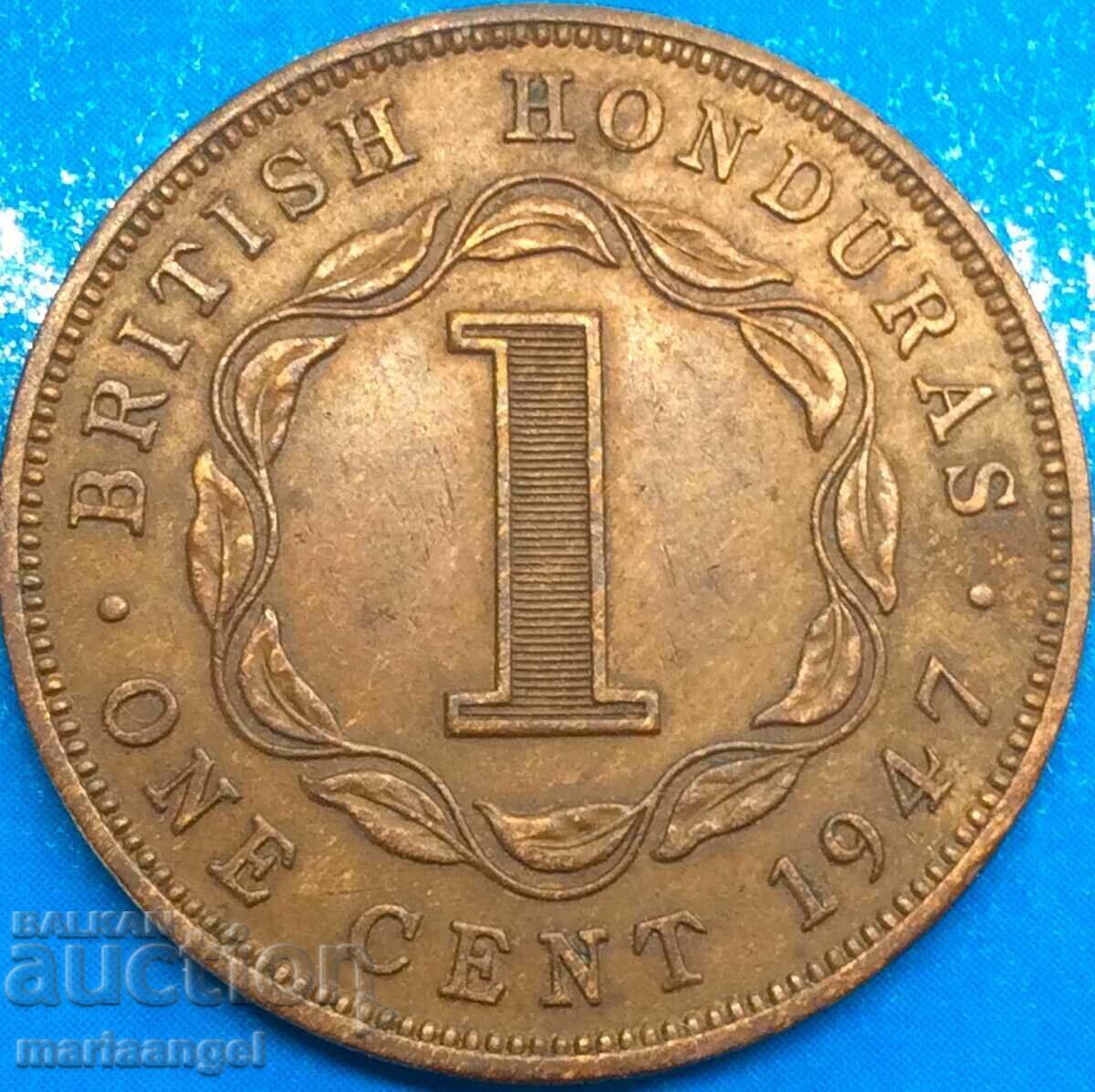 1 Cent 1947 British Honduras George VI Bronze - Rare 1 Cent 1947 British Honduras George VI Bronze - Rare