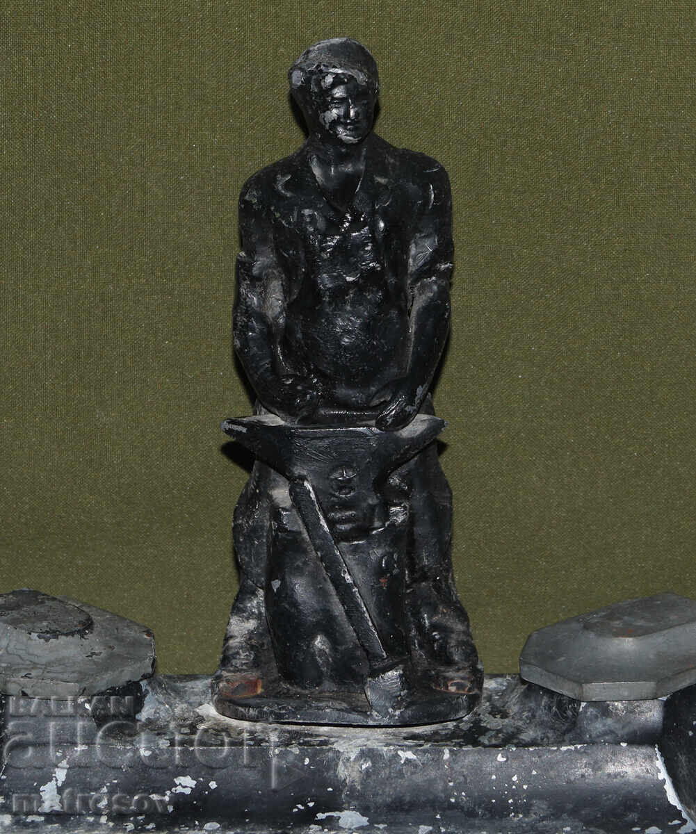 Auction  Old metal inkwell blacksmith