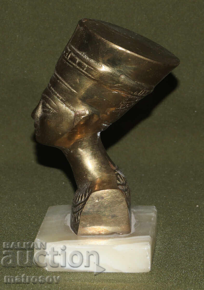 Χάλκινο γλυπτό προτομής με μαρμάρινη βάση, Νεφερτίτη - 5