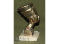 Sculptură din alamă bust cu bază de marmură, Nefertiti