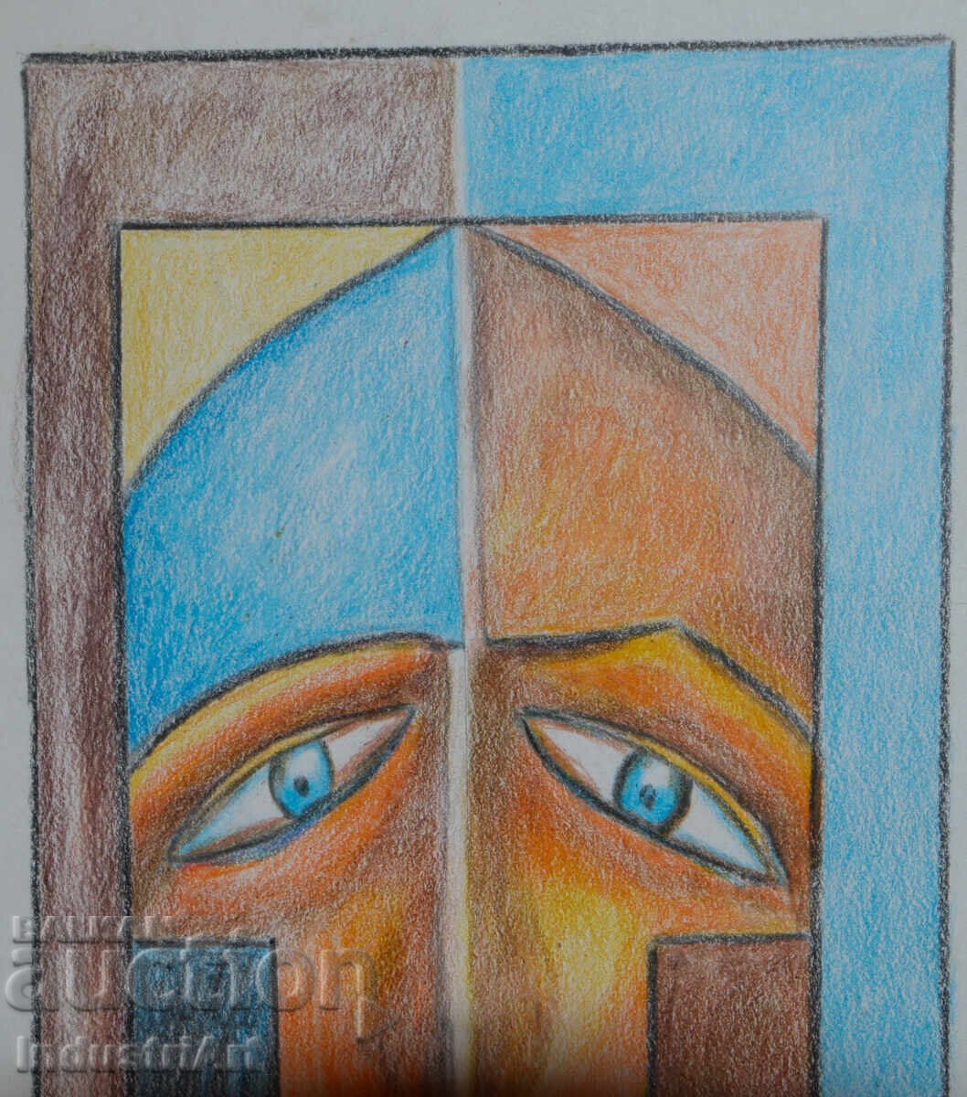 Παράδοση Σύγχρονη τέχνη παστέλ αφηρημένο πορτρέτο