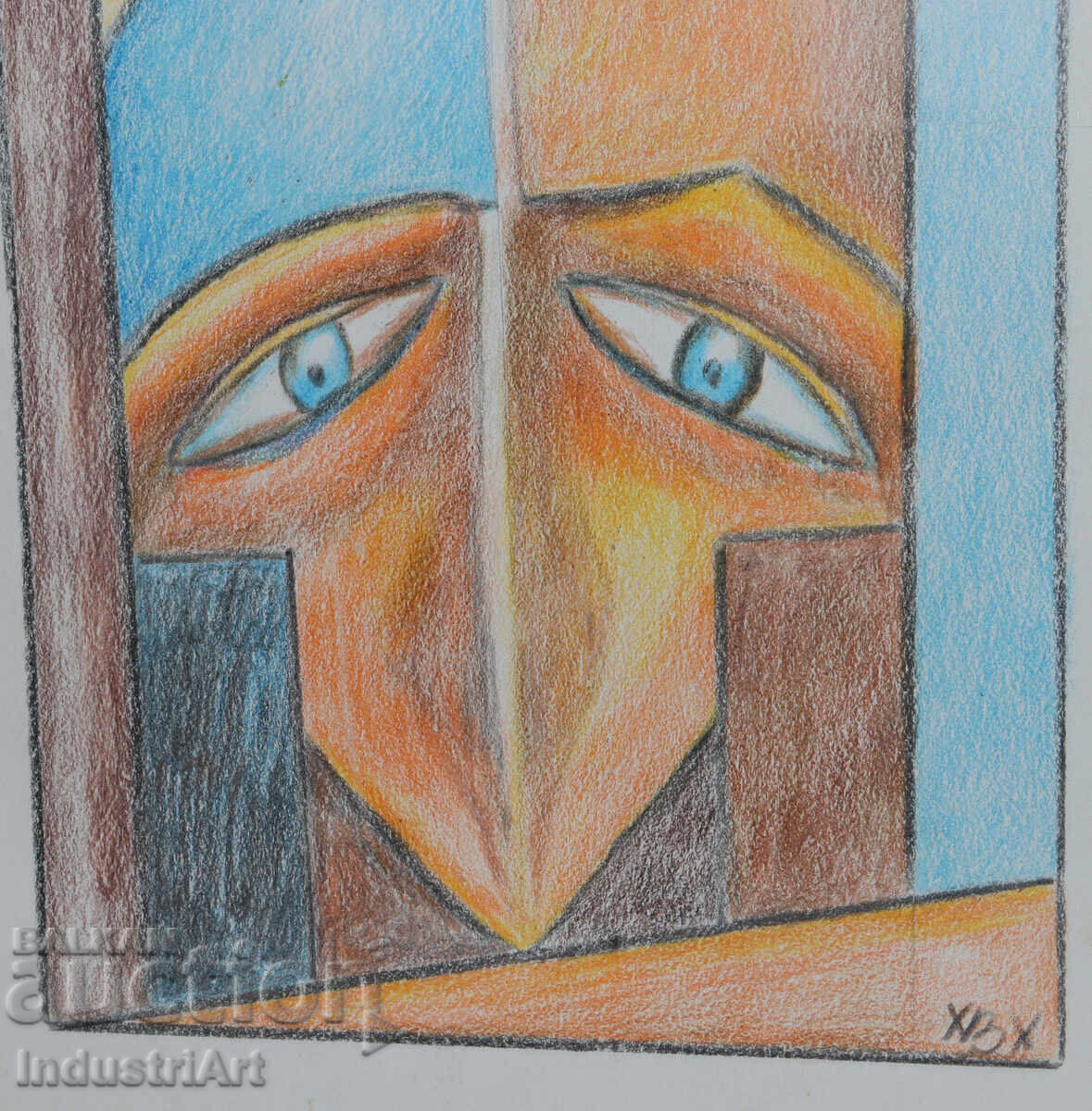 Σύγχρονη τέχνη παστέλ αφηρημένο πορτρέτο - 5