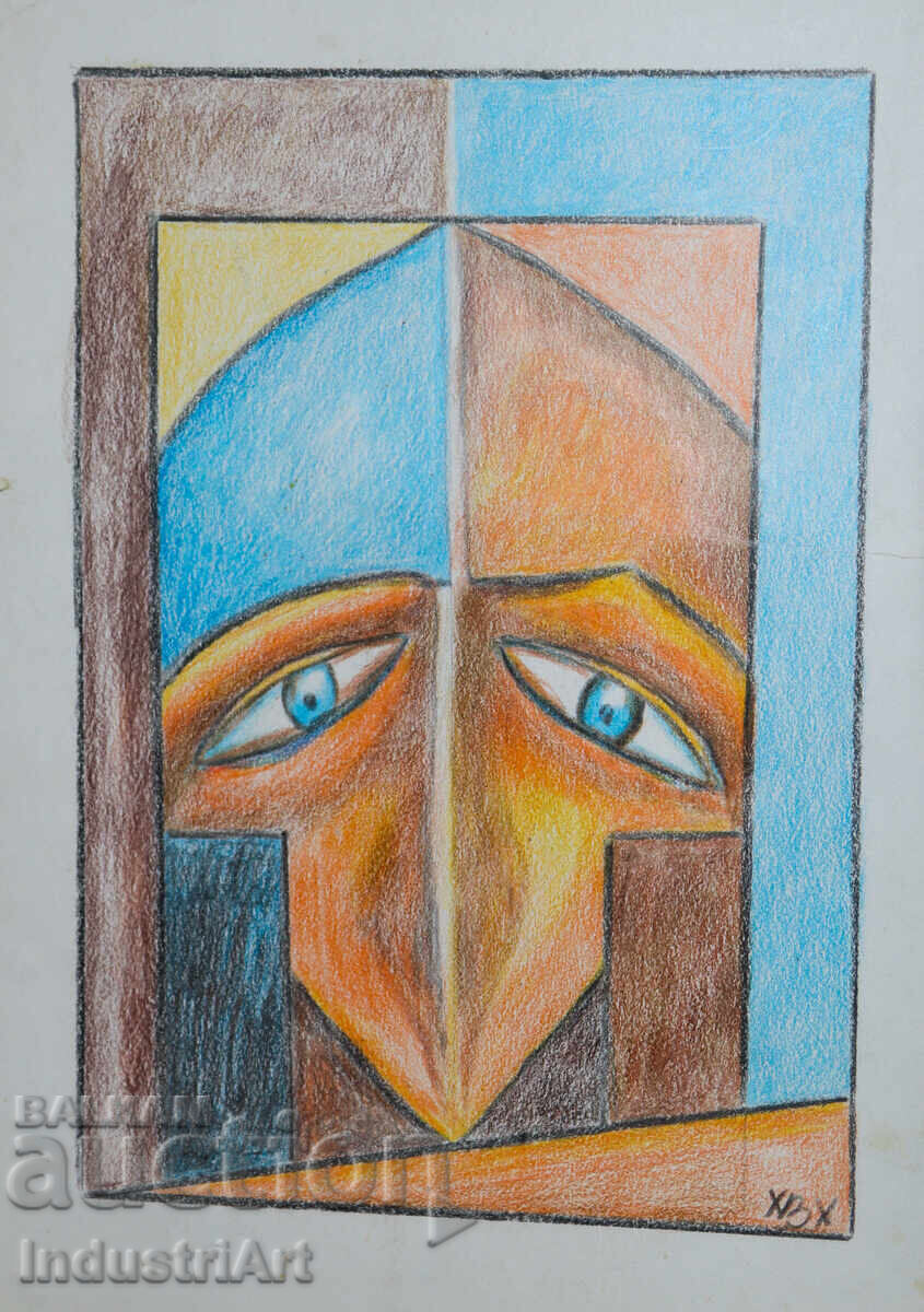 Σύγχρονη τέχνη παστέλ αφηρημένο πορτρέτο