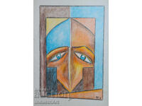 Artă modernă pastel portret abstract