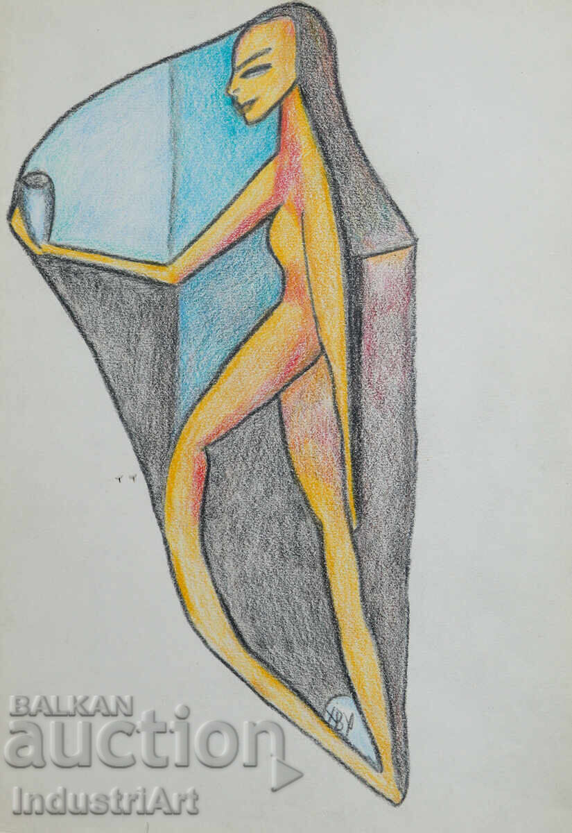 Contemporary Art Pastel Abstract Portrait Nude Body with price 100.00 BGN | € 51.13