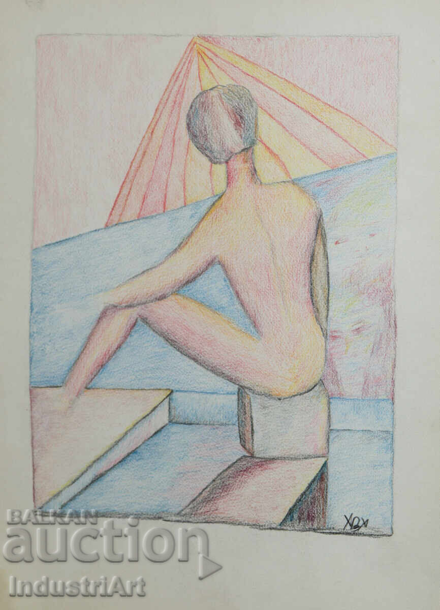 Аукцион Модерно изкуство пастел абстрактен портрет