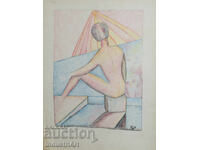 Artă modernă pastel portret abstract