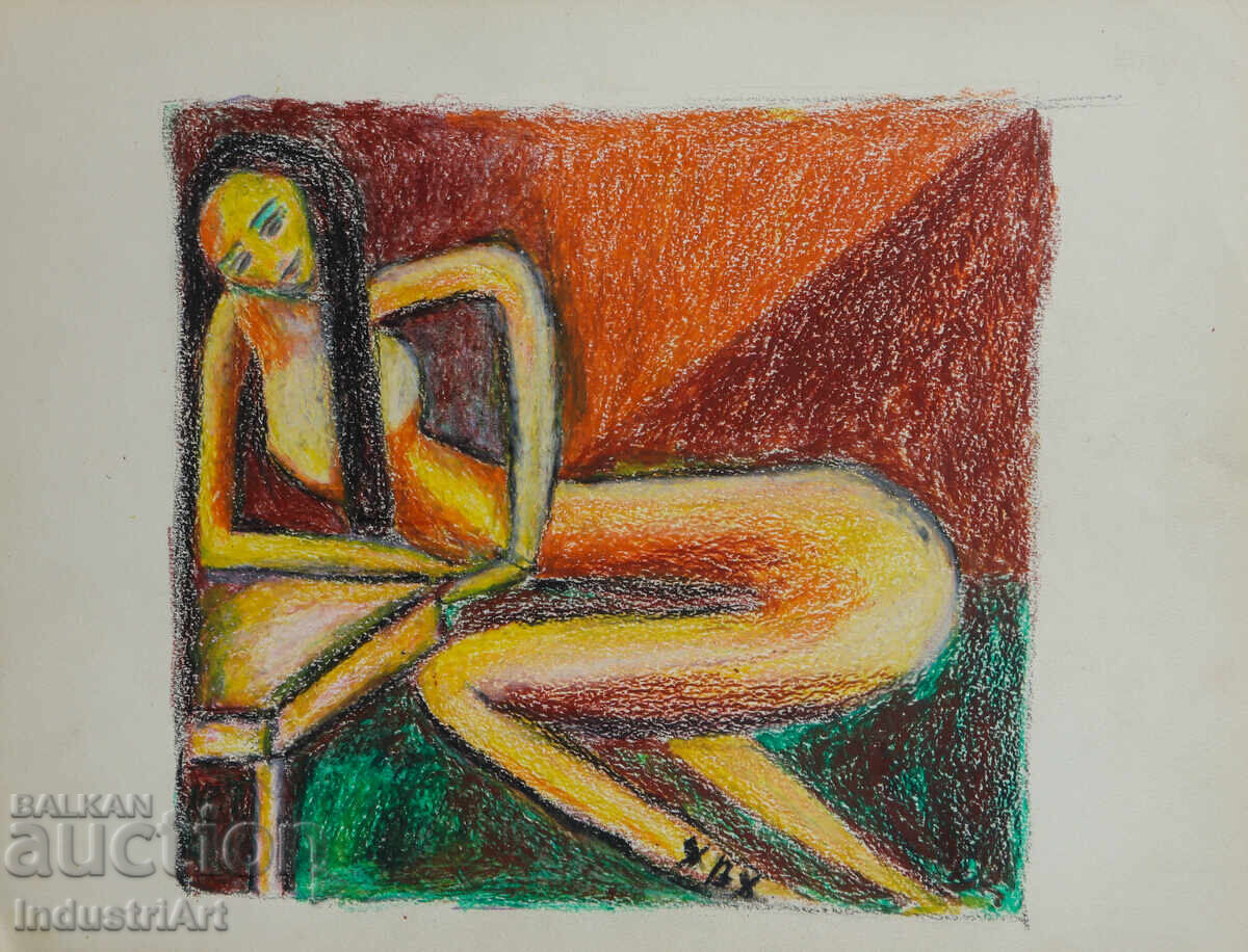 Auction  Modern Art Pastel Abstract Nude Body