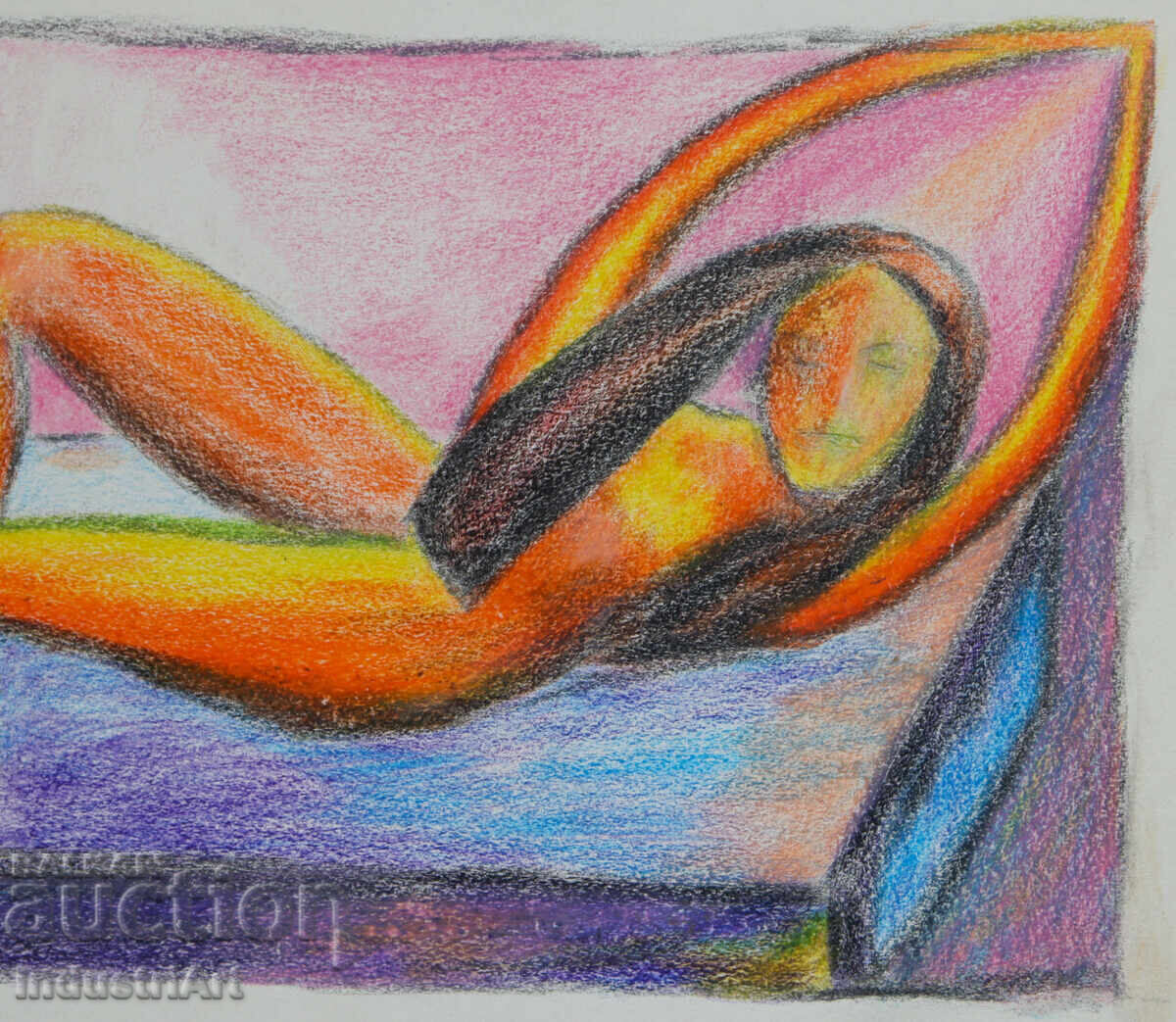 Μοντέρνα τέχνη παστέλ αφηρημένο γυμνό σώμα - 5