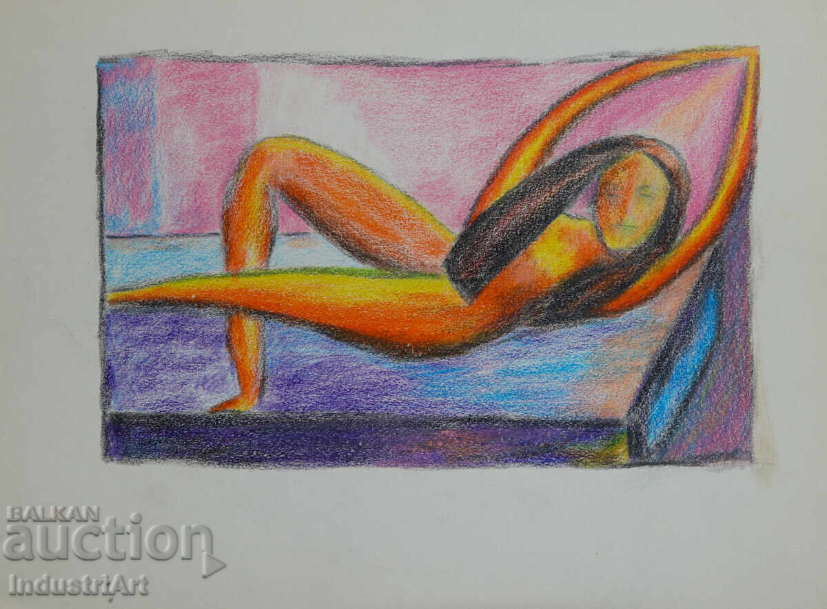 Μοντέρνα τέχνη παστέλ αφηρημένο γυμνό σώμα