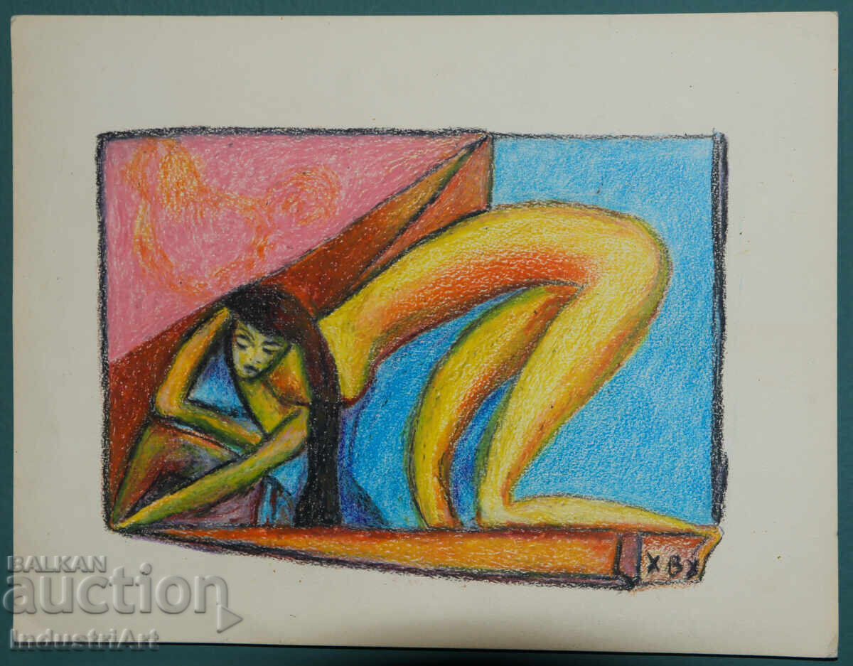 Аукцион Модерно изкуство пастел абстрактно голо женско тяло