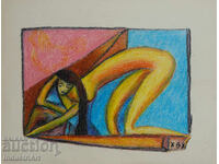 Artă modernă pastel abstract corp feminin nud