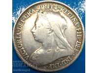 Великобритания 6 пенса 1897 Виктория сребро - рядка