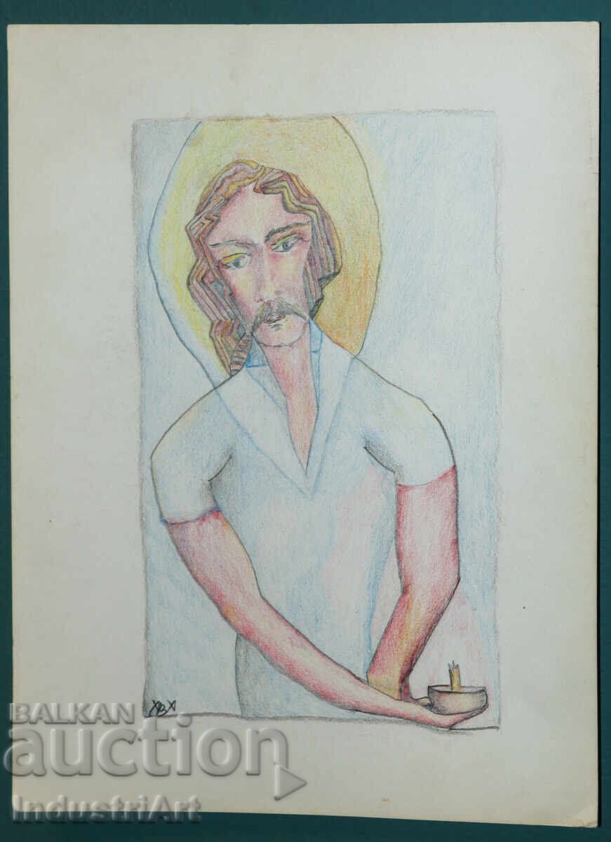 Аукцион Модерно изкуство пастел абстрактен портрет