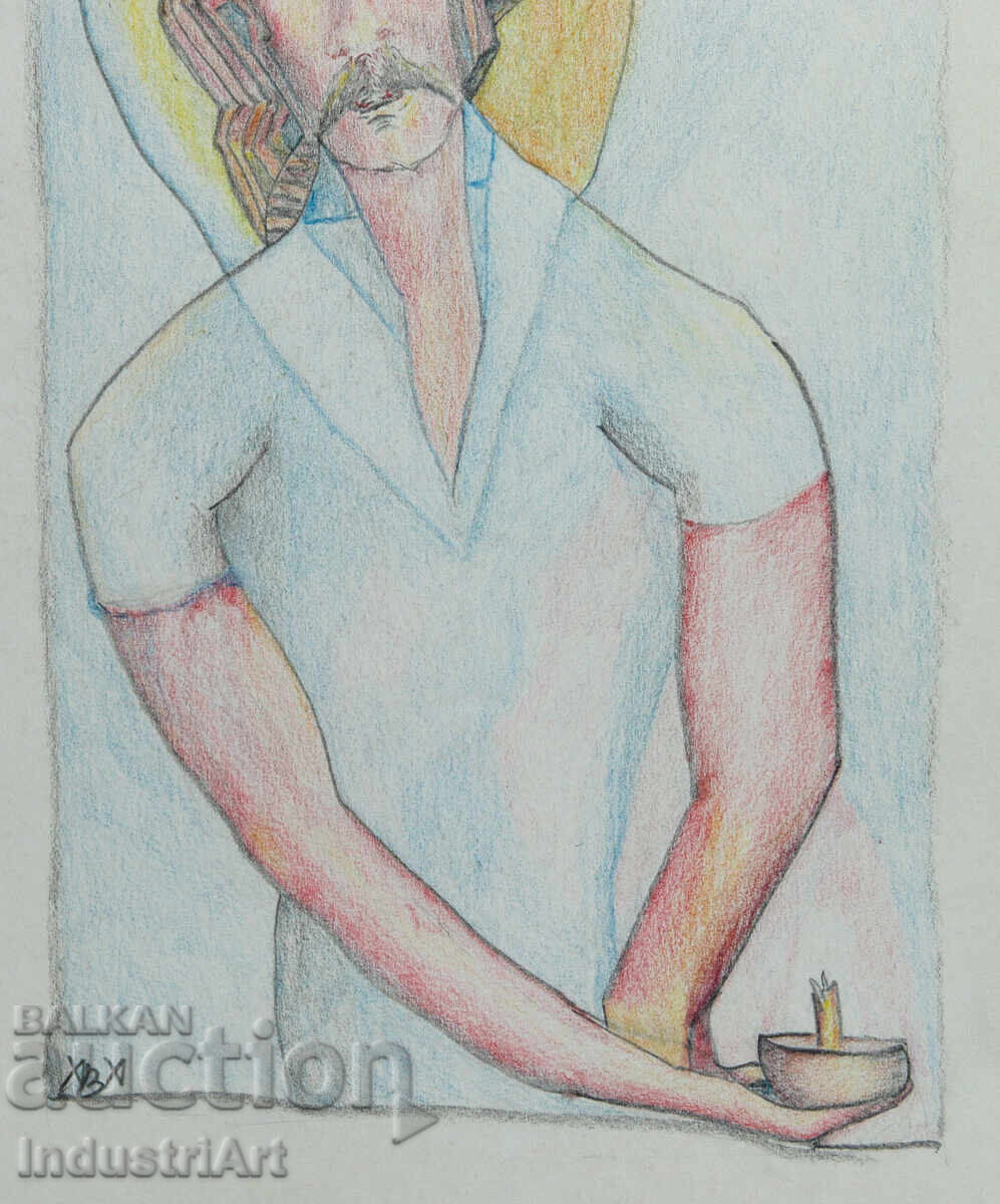 Модерно изкуство пастел абстрактен портрет - 5