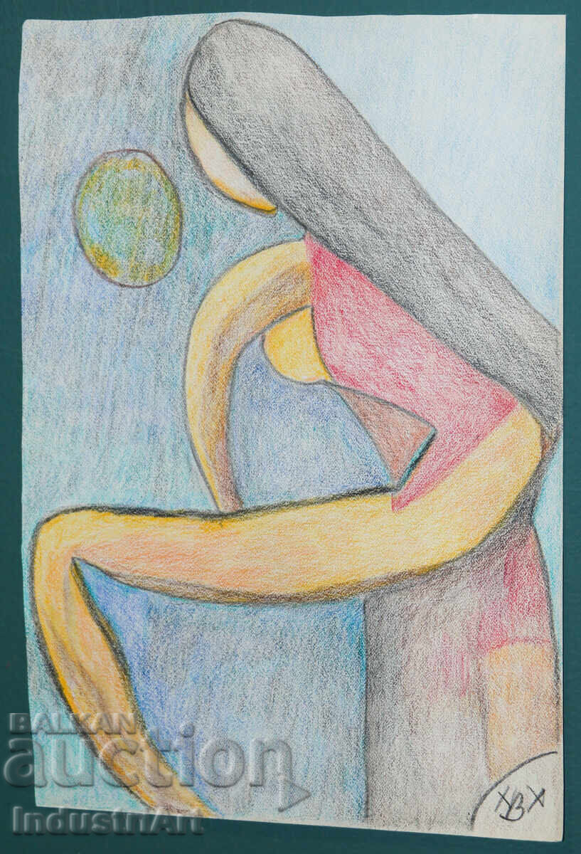 Auction  Modern Art Pastel Abstract Body