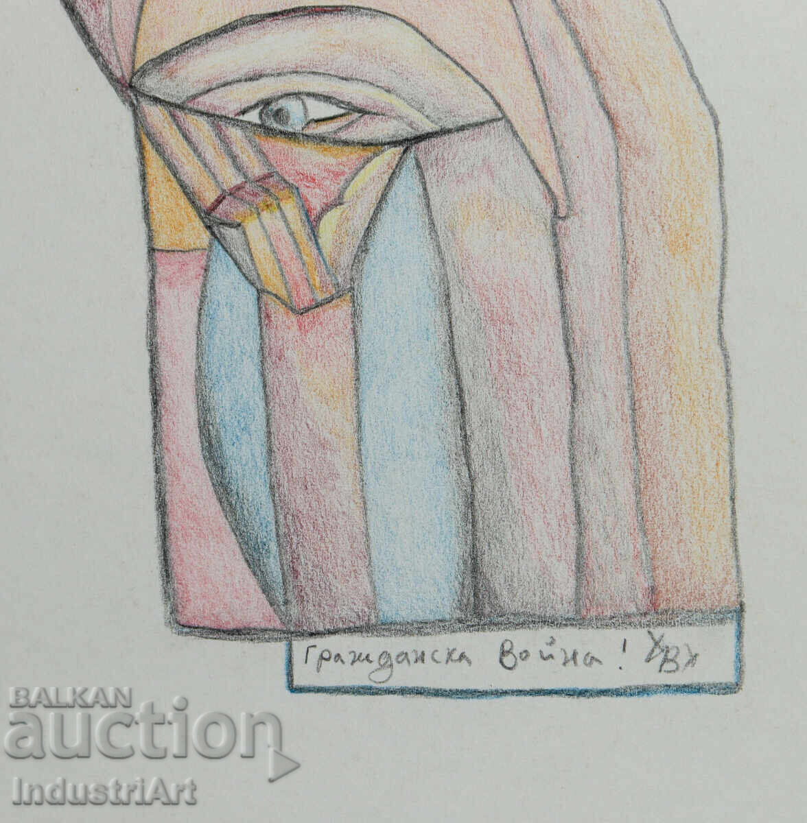 Σύγχρονη τέχνη παστέλ αφηρημένο πορτρέτο - 5