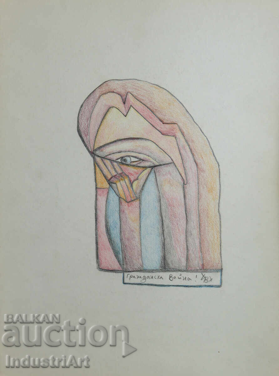 Σύγχρονη τέχνη παστέλ αφηρημένο πορτρέτο