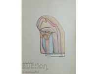 Artă modernă pastel portret abstract