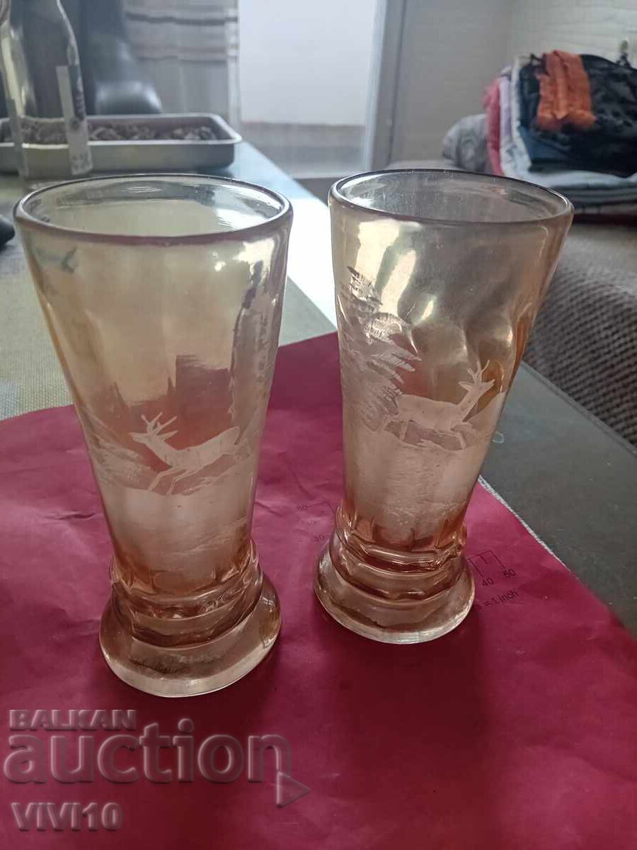 2 căni superbe din sticlă și email Franța 2 căni superbe din sticlă și email Franța