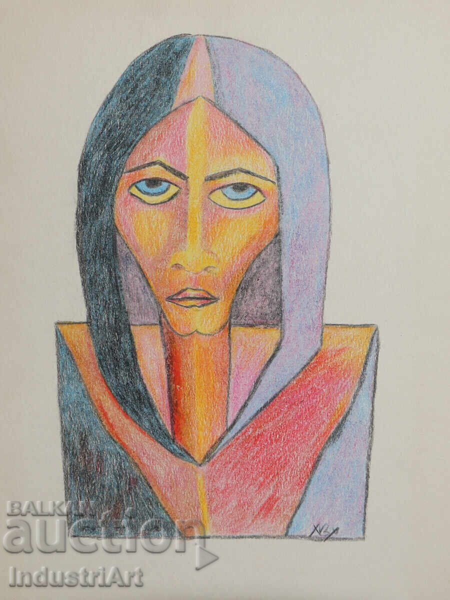 Съвременно изкуство пастел абстрактен портрет с цена 100.00 лв. | € 51.13