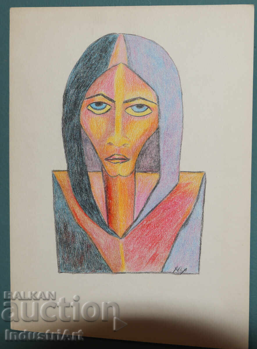 Аукцион Съвременно изкуство пастел абстрактен портрет