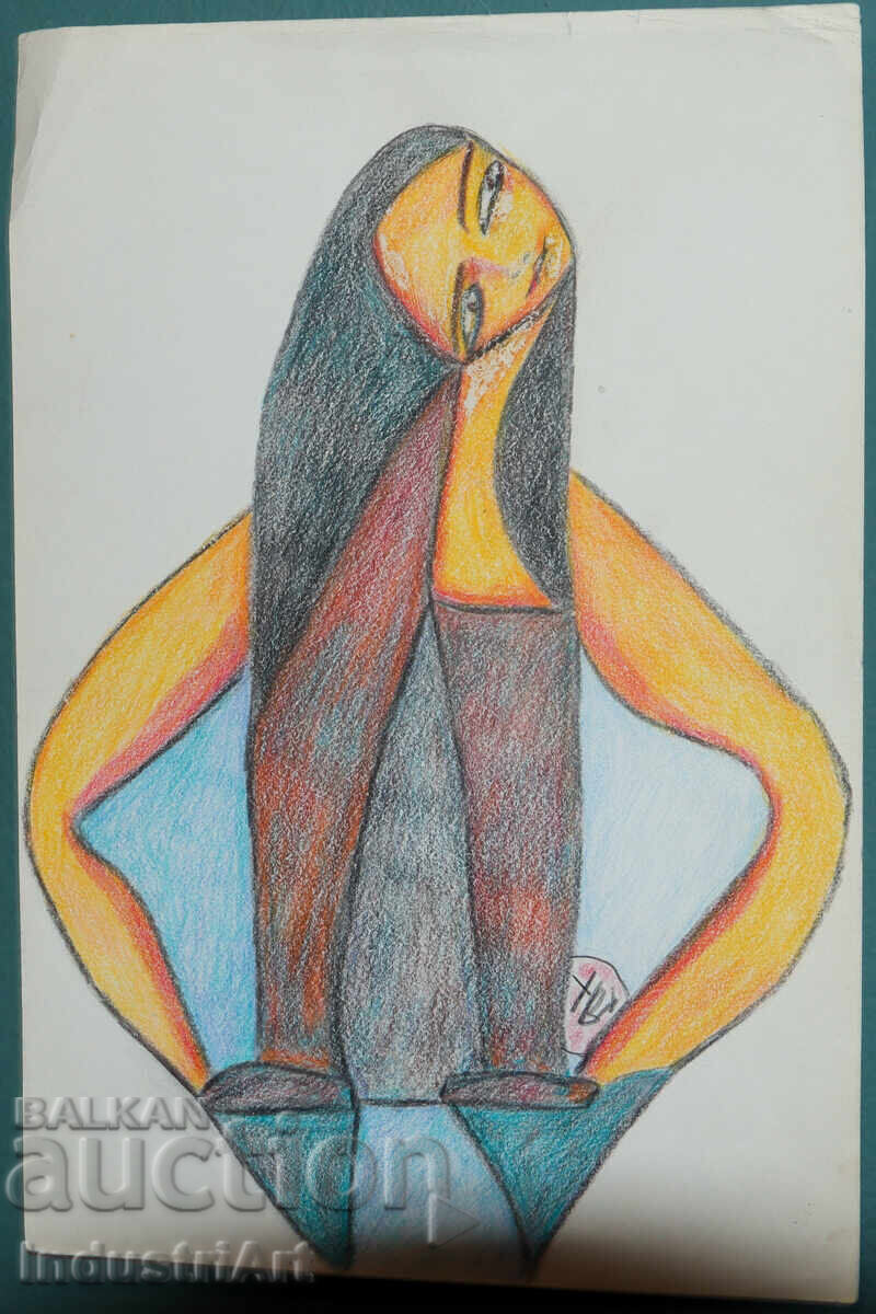 Съвременно изкуство пастел абстрактна композиция с цена 100.00 лв. | € 51.13