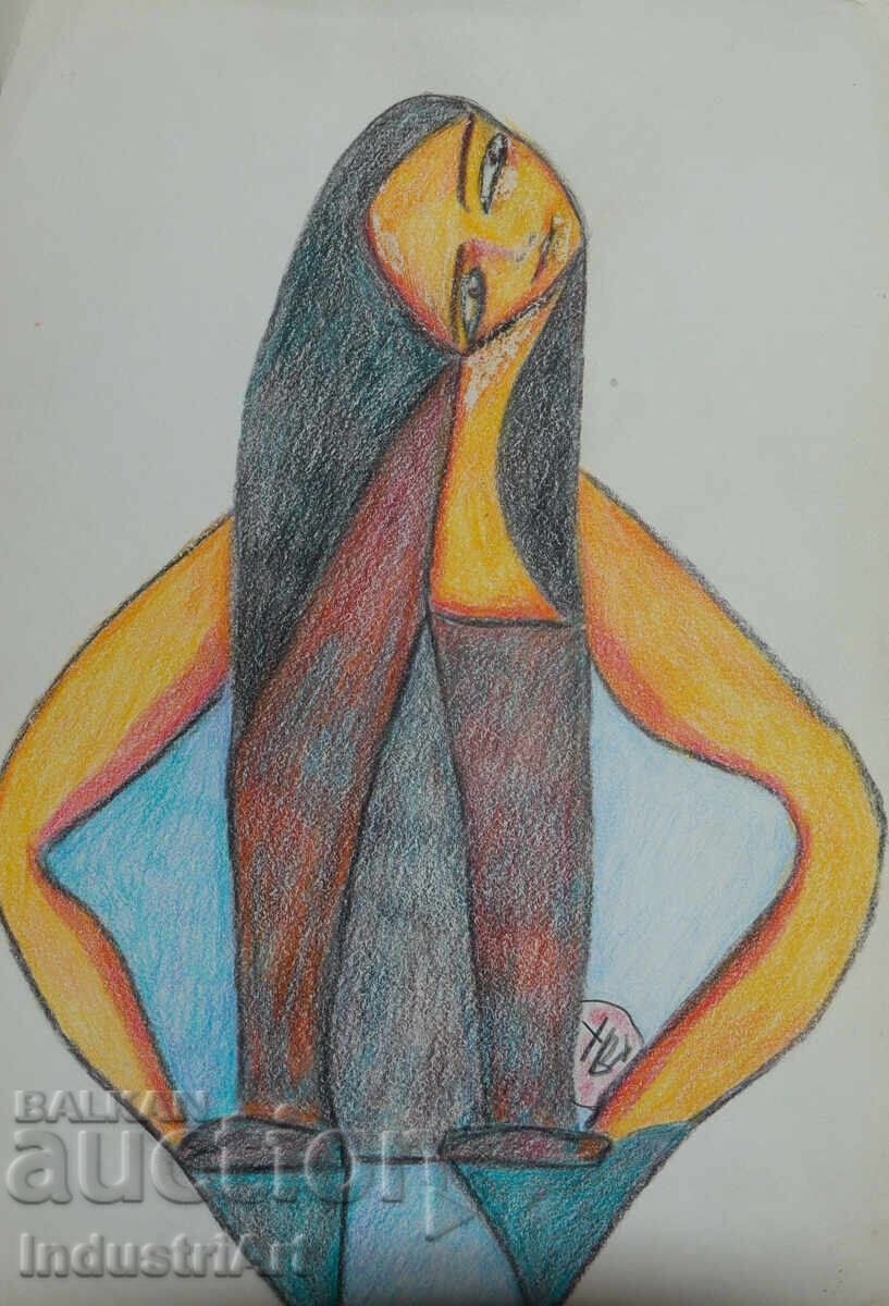 Аукцион Съвременно изкуство пастел абстрактна композиция