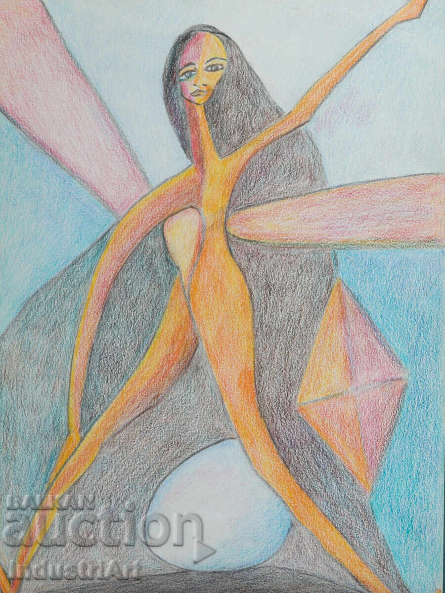 Σύγχρονη τέχνη σχέδιο παστέλ αφηρημένη σύνθεση με τιμή 100.00 BGN | € 51.13