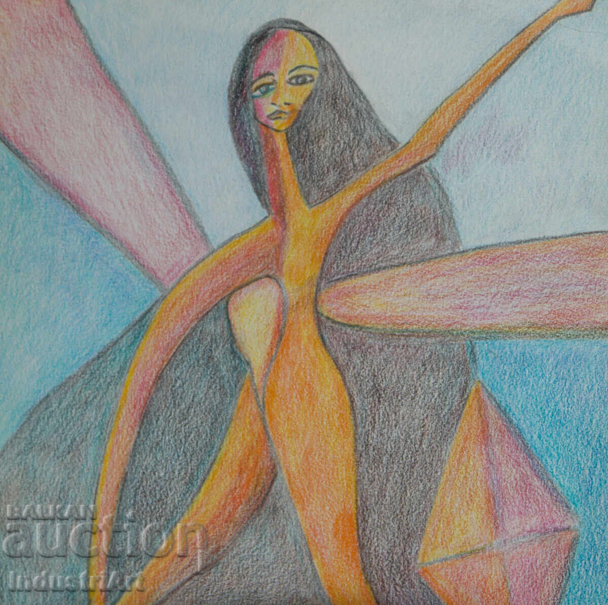 Παράδοση Σύγχρονη τέχνη σχέδιο παστέλ αφηρημένη σύνθεση