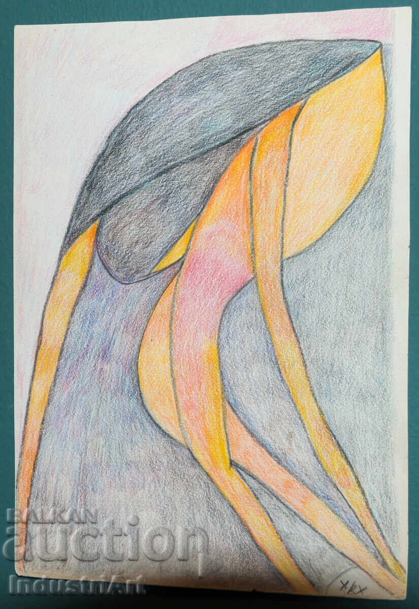 Δημοπρασία Σύγχρονη τέχνη πίνακας παστέλ αφηρημένη σύνθεση