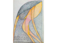 Artă contemporană tablou pastel compoziție abstractă