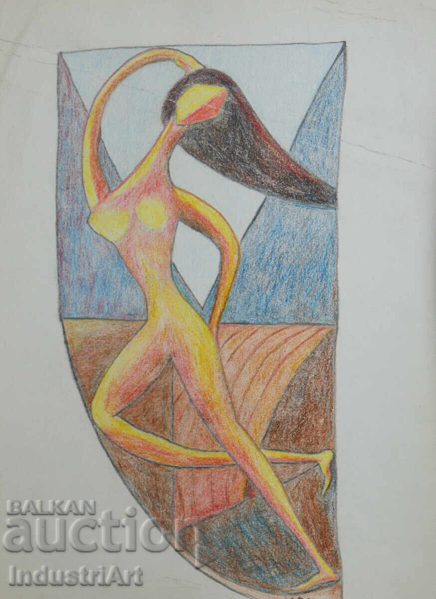 Σύγχρονη τέχνη πίνακας παστέλ αφηρημένο γυμνό σώμα με τιμή 100.00 BGN | € 51.13