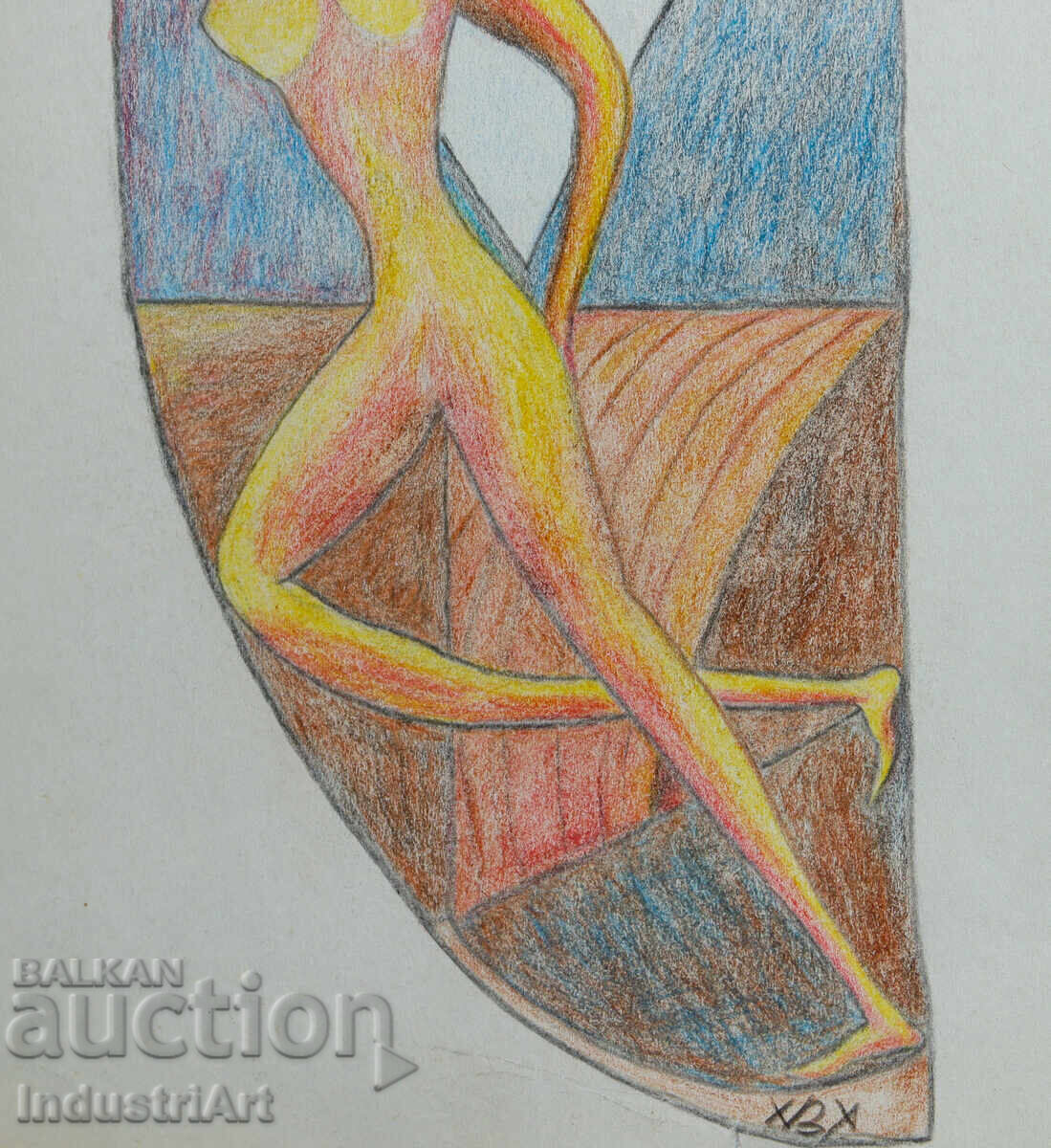 Σύγχρονη τέχνη πίνακας παστέλ αφηρημένο γυμνό σώμα - 5