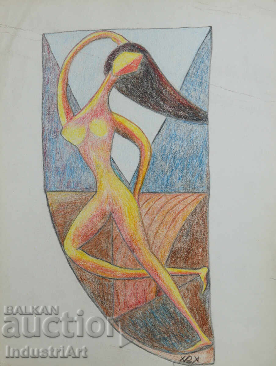 Σύγχρονη τέχνη πίνακας παστέλ αφηρημένο γυμνό σώμα