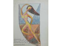 Artă contemporană tablou pastel abstract corp gol