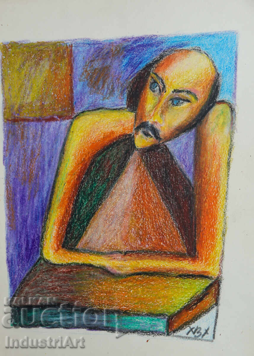 Съвременно изкуство картина пастел абстрактен портрет с цена 100.00 лв. | € 51.13