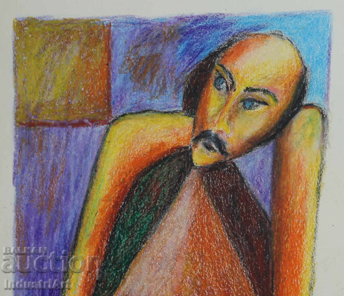 Доставка на Съвременно изкуство картина пастел абстрактен портрет