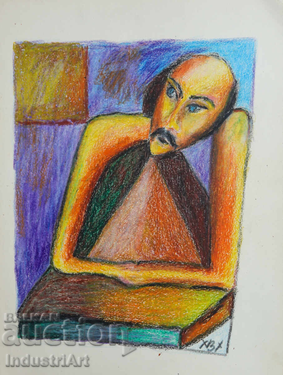 Съвременно изкуство картина пастел абстрактен портрет