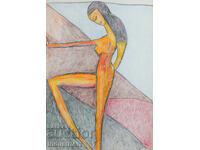 Artă contemporană desen pastel portret abstract