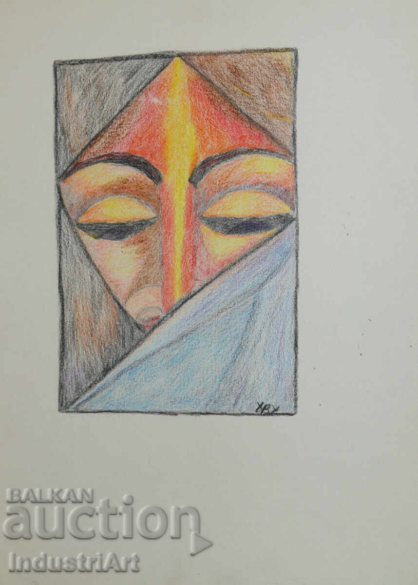 Contemporary art drawing pastel abstract portrait with price 100.00 BGN | € 51.13