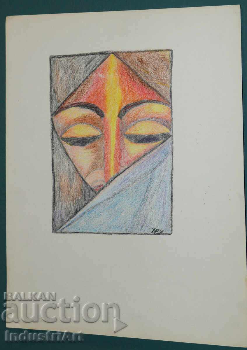 Auction  Contemporary art drawing pastel abstract portrait