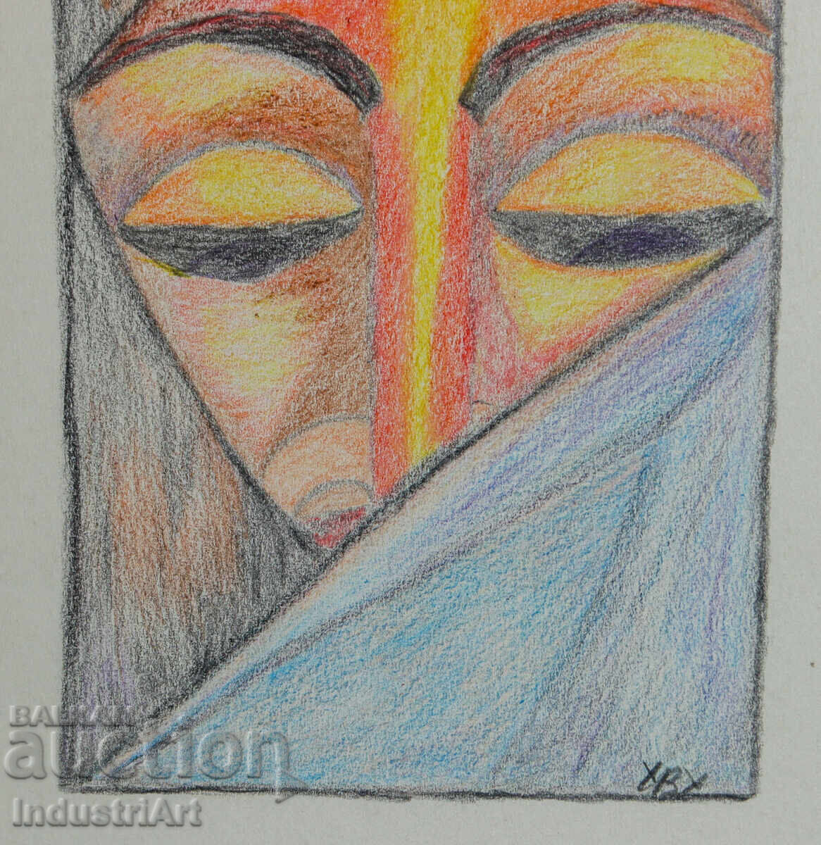 Contemporary art drawing pastel abstract portrait - 5