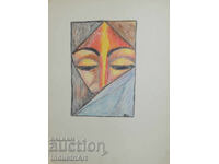 Artă contemporană desen pastel portret abstract