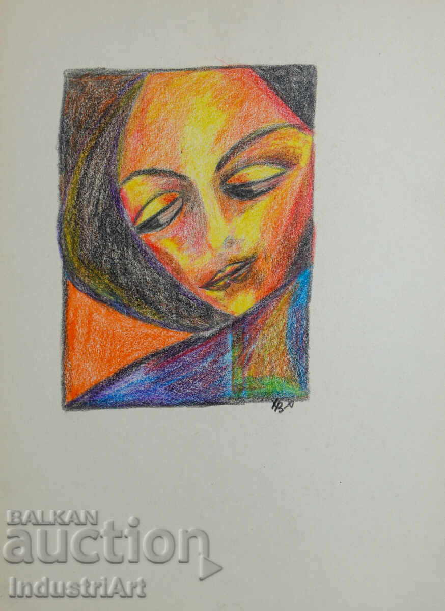 Съвременно изкуство рисунка пастел абстрактен портрет с цена 100.00 лв. | € 51.13