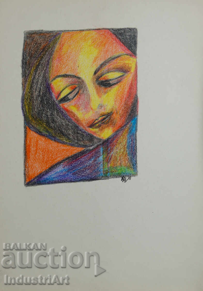 Доставка на Съвременно изкуство рисунка пастел абстрактен портрет