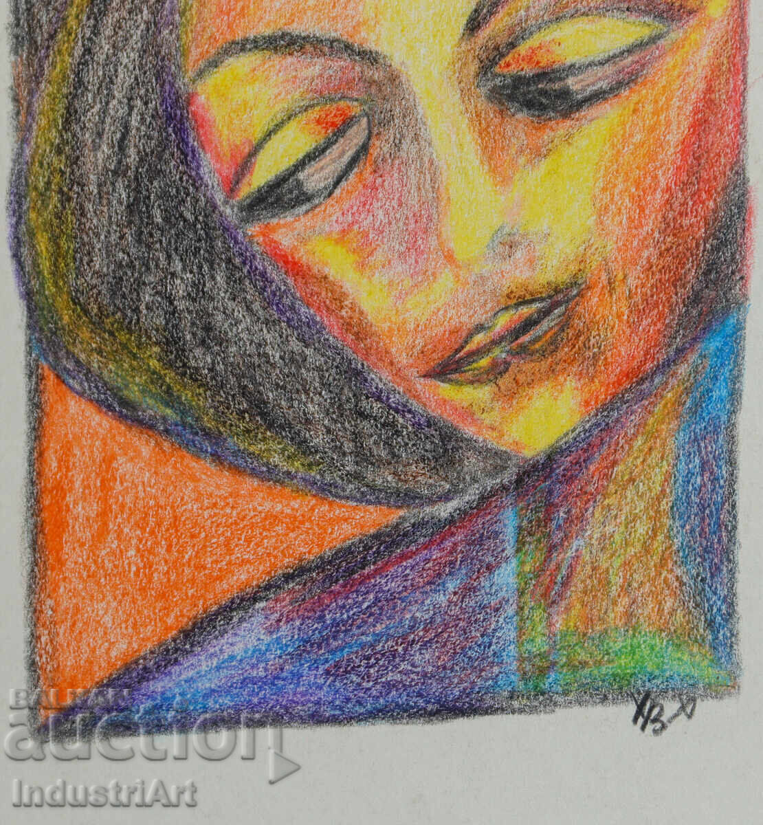 Съвременно изкуство рисунка пастел абстрактен портрет - 5